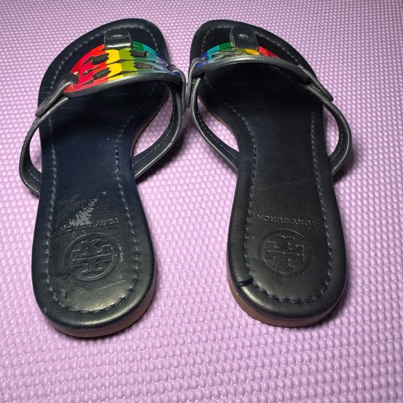 TORY BURCH MILLER PRINTED LEATHER/PATENT LEATHER SANDAL - Picture 3 of 4